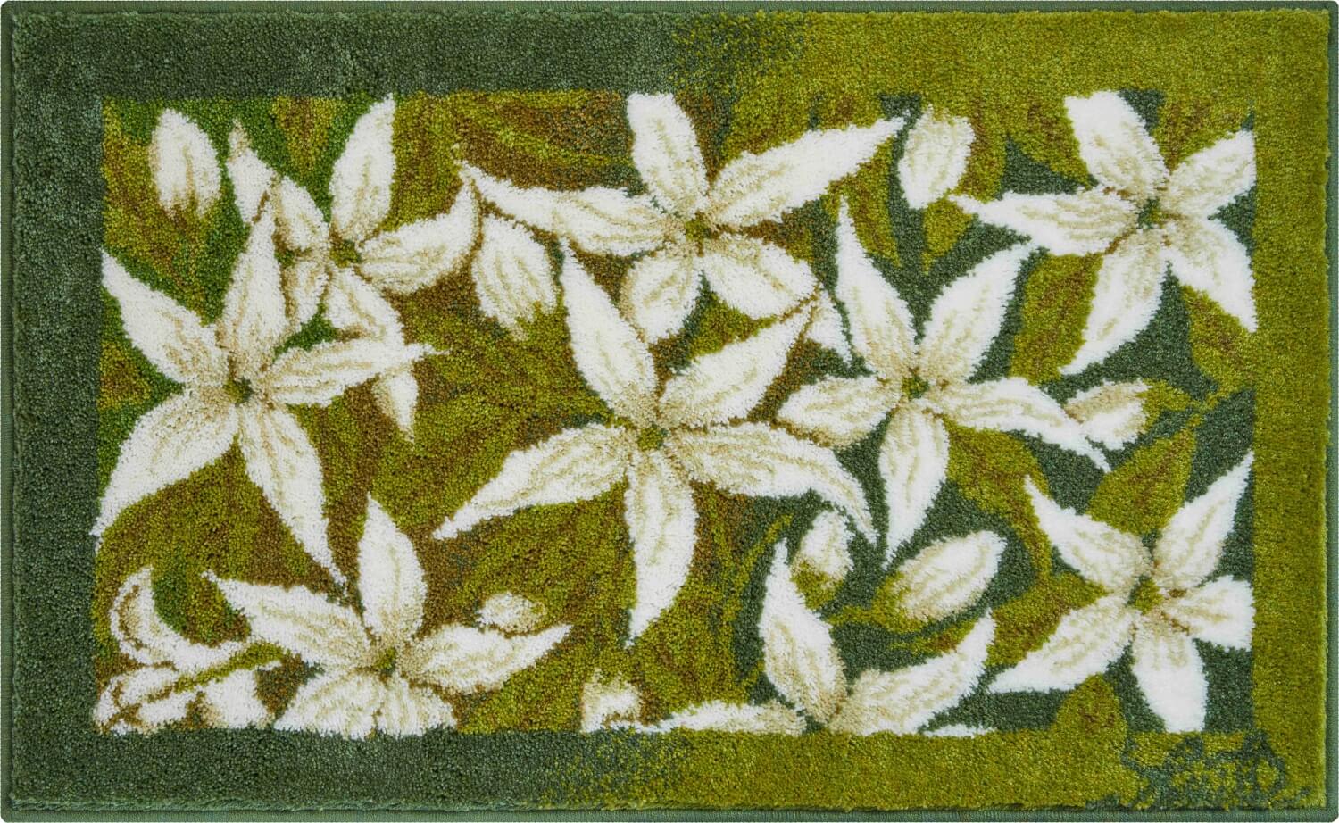 Zelená predložka do kúpeľne s kvetinami Jasmínu od Osmanyho Laffitu